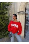 Kırmızı London Kayık Yaka Sweat