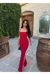 Kırmızı Sırt İpli Yırtmaçlı Tulum