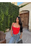 Kırmızı Star Askılı Crop