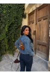 Lacivert Tiger Sırt Nakışlı Denim Ceket