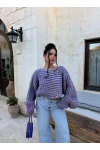 Lila Miora Çift Yönlü Fiyonk Triko