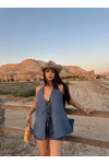 Mavi Linen İkili Takım