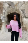 Pembe Pera Bisiklet Yaka Basic Triko