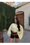 Sarı Balon Kollu Pelerin Bluz