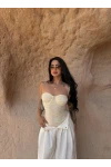 Sarı İp Askılı Tül Bodysuit