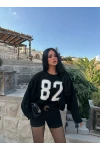 Siyah 82 Kolları Volanlı Triko
