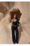 Siyah Biyeli Viskon İkili Takım