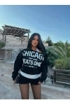 Siyah Chicago İki Parça Sweat
