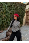 Siyah Çizgili Balıkçı Yaka Bluz