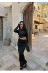 Siyah Crop Top Etek İkili Takım