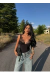 Siyah Güpürlü Sandy Bralet