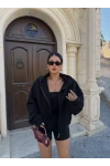 Siyah Kapşonlu Kanguru Cep Hoodie