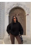 Siyah Kol Parçalı Şardonlu Sweat