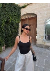 Siyah Metal Aksesuarlı Bodysuit