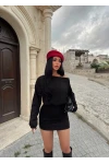 Siyah Modal Düşük Omuz Elbise