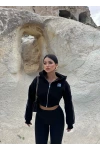 Siyah Nyc Korseli Fermuarlı Sweat
