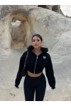 Siyah Nyc Korseli Fermuarlı Sweat