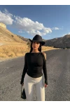 Siyah Omuz Tokalı Sandy Crop
