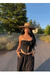 Siyah Ön Büzgülü Kelebek Crop