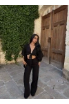 Siyah Önden Bağlamalı Çilek Takım