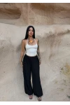 Siyah Paçası Lastikli Balon Pantolon