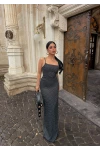 Siyah Puantiyeli Maxi Elbise