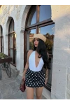 Siyah Puantiyeli Yüksek Bel Şort Etek