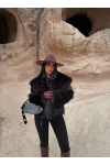 Siyah Şal Yaka Lolita Kürk