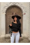 Siyah Sırt Açık Basic Crop