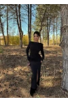 Siyah Sırt Degaje Sandy Elbise