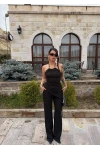 Siyah Vera Yaka Aksesuarlı Takım