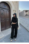 Siyah Yüksek Bel Basic Jogger Eşofman
