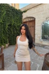 Taş Boyundan Geçmeli Modal Elbise