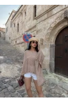 Vizon Taşlı Kayık Yaka Panço