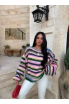 Yeşil Rainbow Çizgili Kazak