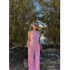 Pembe Halter Ters Dikişli İkili Takım