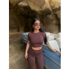 Kahve Şeritli Modal İkili Takım