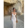Beyaz İp Askılı Maxi Basic Elbise