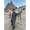 Antrasit Elbise Hırka Triko İkili Takım