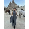 Antrasit Elbise Hırka Triko İkili Takım