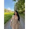 Bej Aerobin Etek Yelek İkili Takım