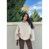 Bej Balon Kollu Üç İplik Sweat