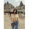 Bej Bambu Korse Kürk