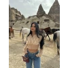 Bej Bambu Korse Kürk