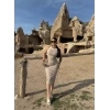 Bej Biyeli Kaşkorse Elbise
