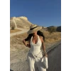 Beyaz Büzgülü Sırt Dekolte Bodysuit