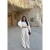 Beyaz Comfort Eşofman Üçlü Takım