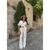 Beyaz Etnik Keten İkili Takım