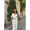 Beyaz Etnik Keten İkili Takım