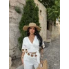 Beyaz Etnik Keten İkili Takım